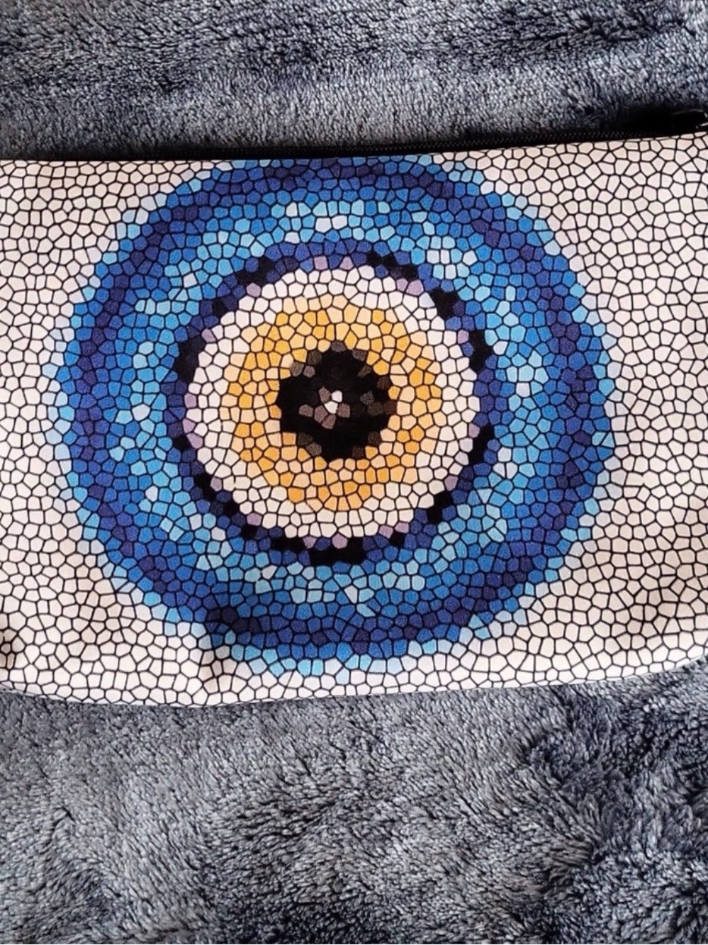 Blue Mosaic Circle make up bag Pencil Case